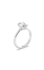 Load image into Gallery viewer, 1.5CTW Oval Shaped Lab Grown Diamond (F/VS) Plain Cathedral Trellis Shank Solitaire Engagement Ring in 14K Gold
