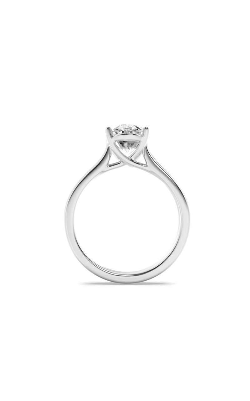2.5CTW Oval Shaped Lab Grown Diamond (F/VS) Plain Cathedral Trellis Shank Solitaire Engagement Ring in 14K Gold
