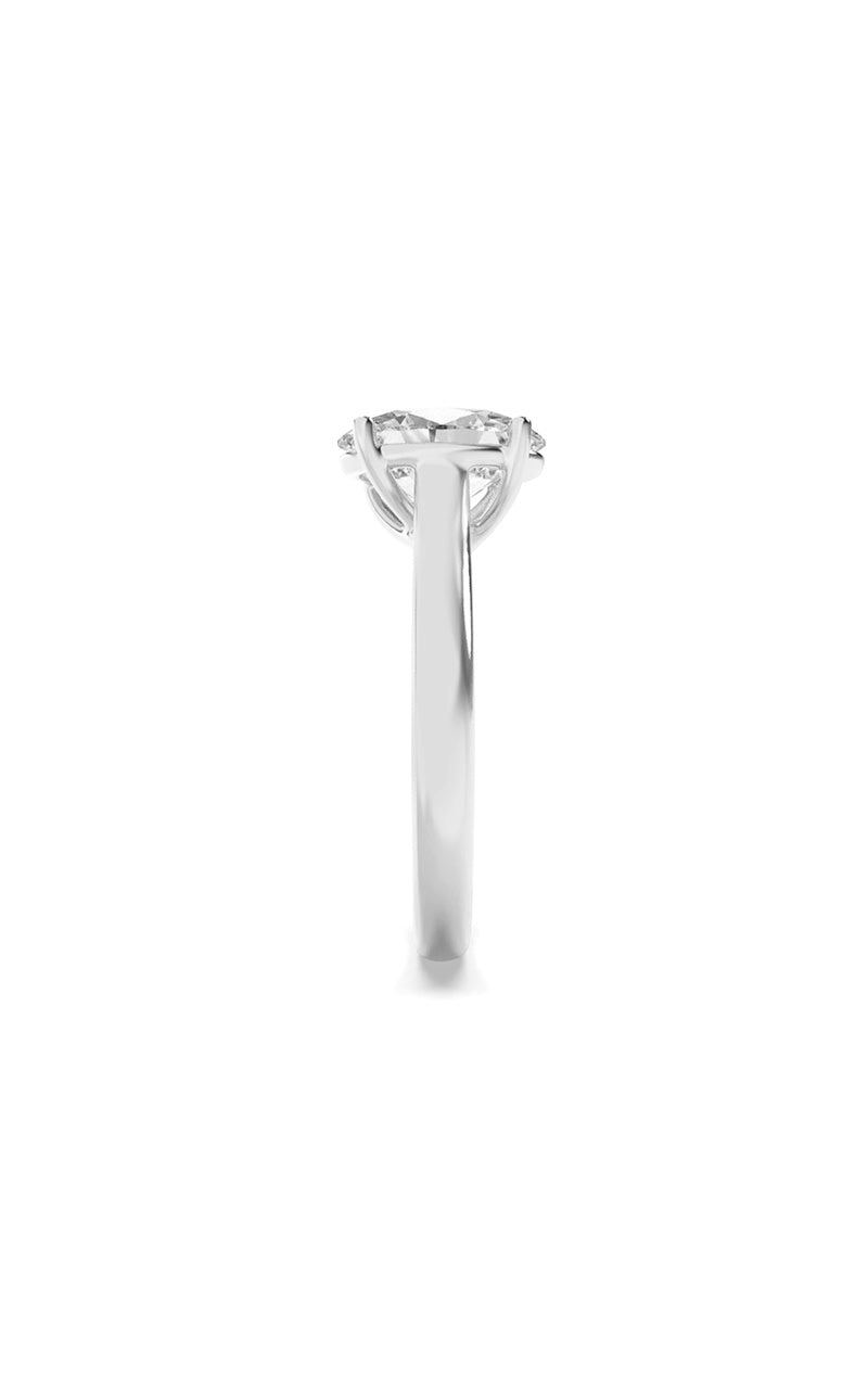 2.5CTW Oval Shaped Lab Grown Diamond (F/VS) Plain Cathedral Trellis Shank Solitaire Engagement Ring in 14K Gold
