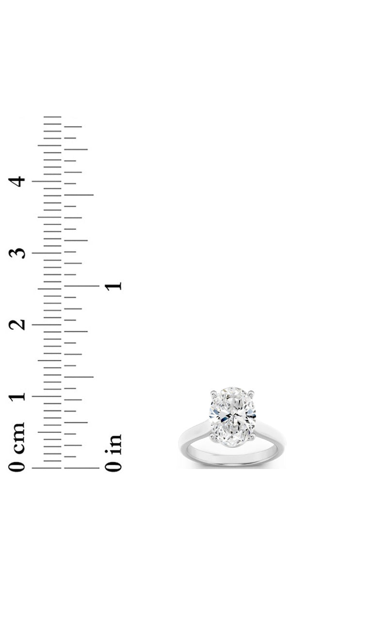 2.5CTW Oval Shaped Lab Grown Diamond (F/VS) Plain Cathedral Trellis Shank Solitaire Engagement Ring in 14K Gold