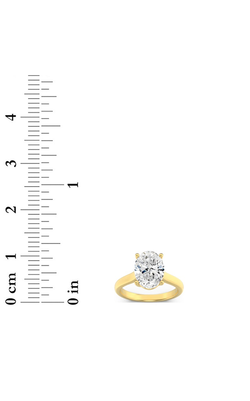 2.5CTW Oval Shaped Lab Grown Diamond (F/VS) Plain Cathedral Trellis Shank Solitaire Engagement Ring in 14K Gold