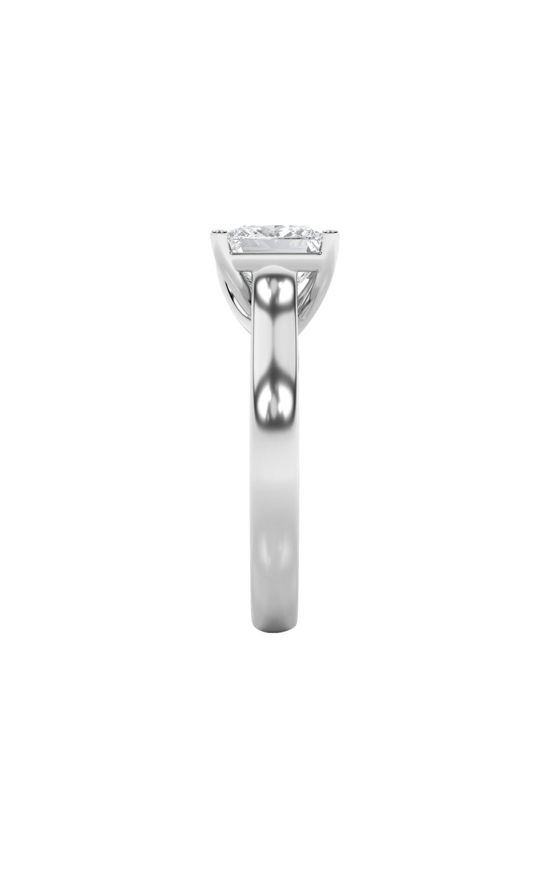 2CTW Princess Shaped Lab Grown Diamond (F/VS) Plain Cathedral Trellis Shank Solitaire Engagement Ring in 14K Gold