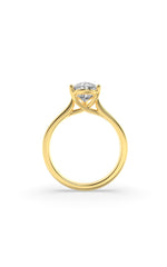 Load image into Gallery viewer, 1CTW Pear Shaped Lab Grown Diamond (F/VS) Plain Cathedral Trellis Shank Solitaire Engagement Ring in 14K Gold

