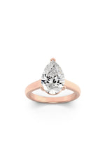 Load image into Gallery viewer, 1CTW Pear Shaped Lab Grown Diamond (F/VS) Plain Cathedral Trellis Shank Solitaire Engagement Ring in 14K Gold
