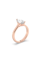 Load image into Gallery viewer, 1CTW Pear Shaped Lab Grown Diamond (F/VS) Plain Cathedral Trellis Shank Solitaire Engagement Ring in 14K Gold
