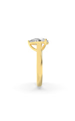 Load image into Gallery viewer, 2CTW Pear Shaped Lab Grown Diamond (F/VS) Plain Cathedral Trellis Shank Solitaire Engagement Ring in 14K Gold
