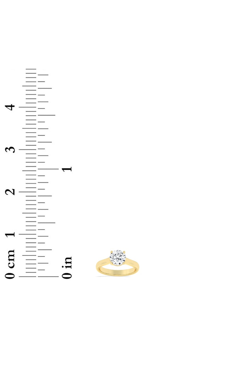 1CTW Round Shaped Lab Grown Diamond (F/VS) Plain Cathedral Trellis Shank Solitaire Engagement Ring in 14K Gold