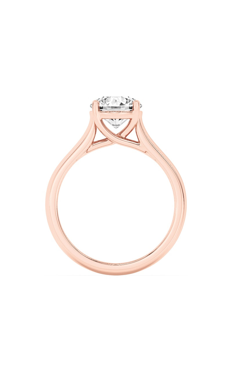 1CTW Round Shaped Lab Grown Diamond (F/VS) Plain Cathedral Trellis Shank Solitaire Engagement Ring in 14K Gold