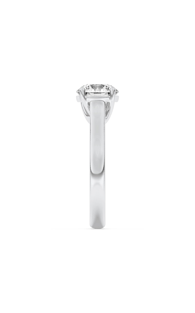 2CTW Round Shaped Lab Grown Diamond (F/VS) Plain Cathedral Trellis Shank Solitaire Engagement Ring in 14K Gold
