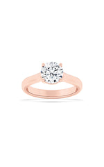 Load image into Gallery viewer, 2CTW Round Shaped Lab Grown Diamond (F/VS) Plain Cathedral Trellis Shank Solitaire Engagement Ring in 14K Gold
