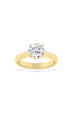 Load image into Gallery viewer, 3CTW Round Shaped Lab Grown Diamond (F/VS) Plain Cathedral Trellis Shank Solitaire Engagement Ring in 14K Gold
