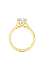 Load image into Gallery viewer, 3CTW Round Shaped Lab Grown Diamond (F/VS) Plain Cathedral Trellis Shank Solitaire Engagement Ring in 14K Gold
