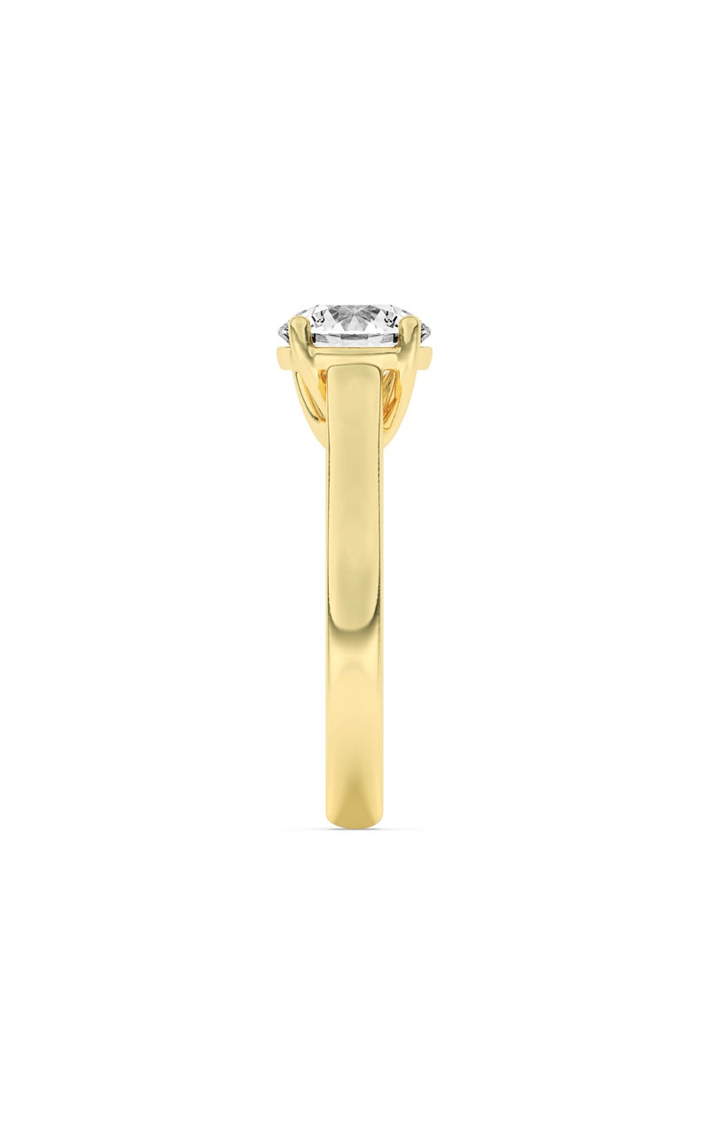 3CTW Round Shaped Lab Grown Diamond (F/VS) Plain Cathedral Trellis Shank Solitaire Engagement Ring in 14K Gold