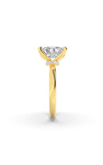 Load image into Gallery viewer, 3.25CTW Elongated Cushion Shaped Lab Grown Diamond (F/VS) Hidden Halo Plain Shank Engagement Ring in 14K Gold
