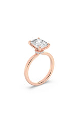 Load image into Gallery viewer, 3.25CTW Elongated Cushion Shaped Lab Grown Diamond (F/VS) Hidden Halo Plain Shank Engagement Ring in 14K Gold
