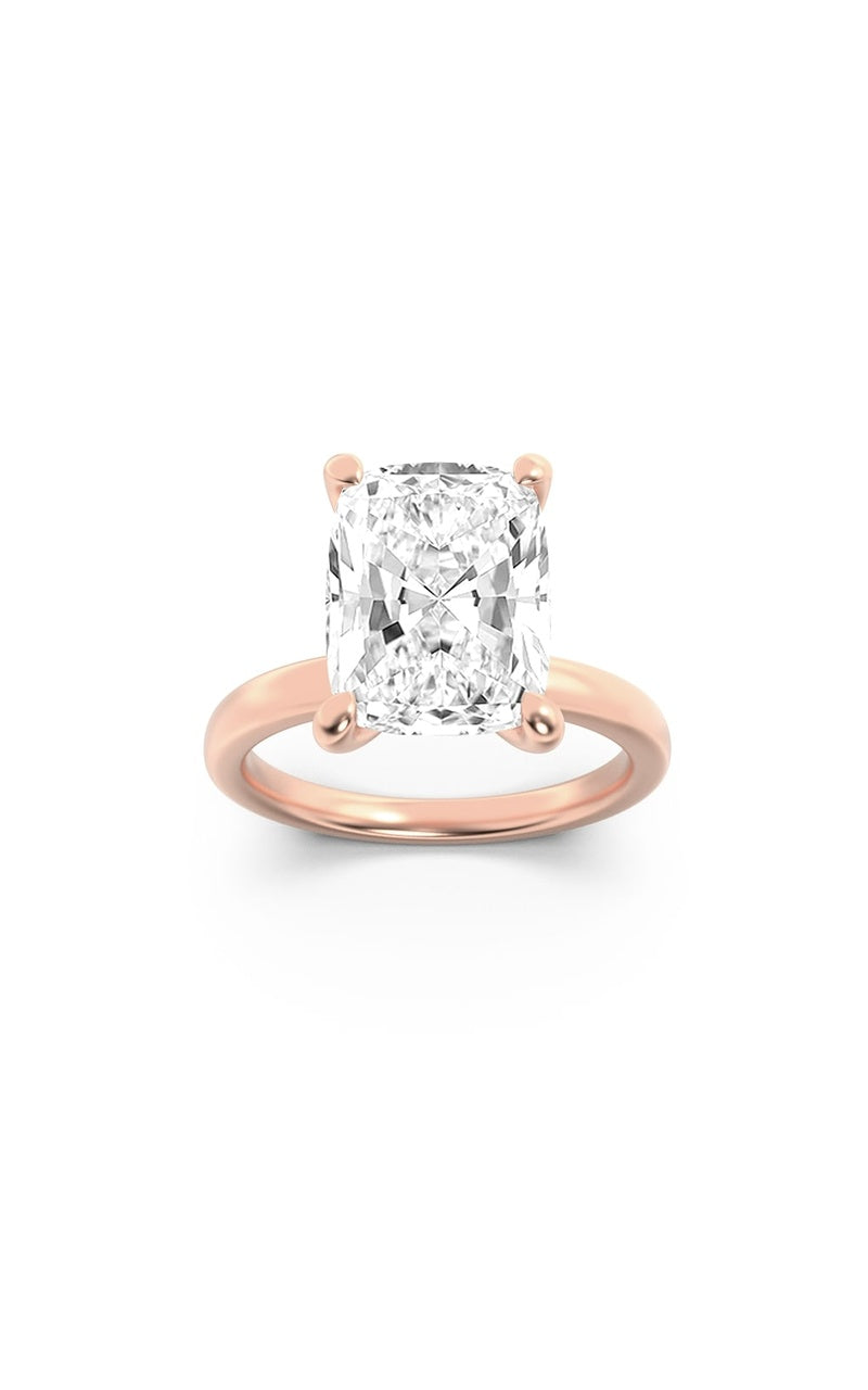 2CTW Elongated Cushion Shaped Lab Grown Diamond (F/VS) Hidden Halo Plain Shank Engagement Ring in 14K Gold