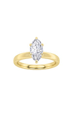 Load image into Gallery viewer, 3CTW Marquise Shaped Lab Grown Diamond (F/VS) Hidden Halo Plain Shank Engagement Ring in 14K Gold
