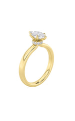 Load image into Gallery viewer, 3CTW Marquise Shaped Lab Grown Diamond (F/VS) Hidden Halo Plain Shank Engagement Ring in 14K Gold
