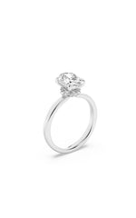 Load image into Gallery viewer, 2CTW Oval Shaped Lab Grown Diamond (F/VS) Hidden Halo Plain Shank Engagement Ring in 14K Gold
