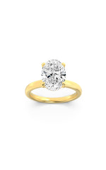 Load image into Gallery viewer, 2CTW Oval Shaped Lab Grown Diamond (F/VS) Hidden Halo Plain Shank Engagement Ring in 14K Gold
