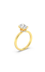 Load image into Gallery viewer, 2CTW Oval Shaped Lab Grown Diamond (F/VS) Hidden Halo Plain Shank Engagement Ring in 14K Gold
