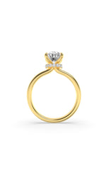 Load image into Gallery viewer, 2CTW Oval Shaped Lab Grown Diamond (F/VS) Hidden Halo Plain Shank Engagement Ring in 14K Gold
