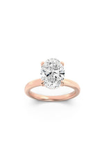 Load image into Gallery viewer, 2CTW Oval Shaped Lab Grown Diamond (F/VS) Hidden Halo Plain Shank Engagement Ring in 14K Gold
