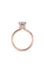 Load image into Gallery viewer, 2CTW Oval Shaped Lab Grown Diamond (F/VS) Hidden Halo Plain Shank Engagement Ring in 14K Gold
