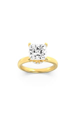 Load image into Gallery viewer, 2CTW Princess Shaped Lab Grown Diamond (F/VS) Hidden Halo Plain Shank Engagement Ring in 14K Gold
