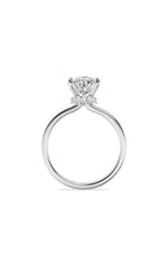 Load image into Gallery viewer, 3CTW Pear Shaped Lab Grown Diamond (F/VS) Hidden Halo Plain Shank Engagement Ring in 14K Gold
