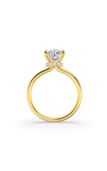 Load image into Gallery viewer, 3CTW Pear Shaped Lab Grown Diamond (F/VS) Hidden Halo Plain Shank Engagement Ring in 14K Gold
