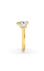 Load image into Gallery viewer, 3CTW Pear Shaped Lab Grown Diamond (F/VS) Hidden Halo Plain Shank Engagement Ring in 14K Gold
