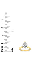 Load image into Gallery viewer, 3CTW Pear Shaped Lab Grown Diamond (F/VS) Hidden Halo Plain Shank Engagement Ring in 14K Gold
