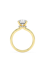 Load image into Gallery viewer, 1CTW Round Shaped Lab Grown Diamond (F/VS) Hidden Halo Plain Shank Engagement Ring in 14K Gold
