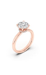Load image into Gallery viewer, 1CTW Round Shaped Lab Grown Diamond (F/VS) Hidden Halo Plain Shank Engagement Ring in 14K Gold
