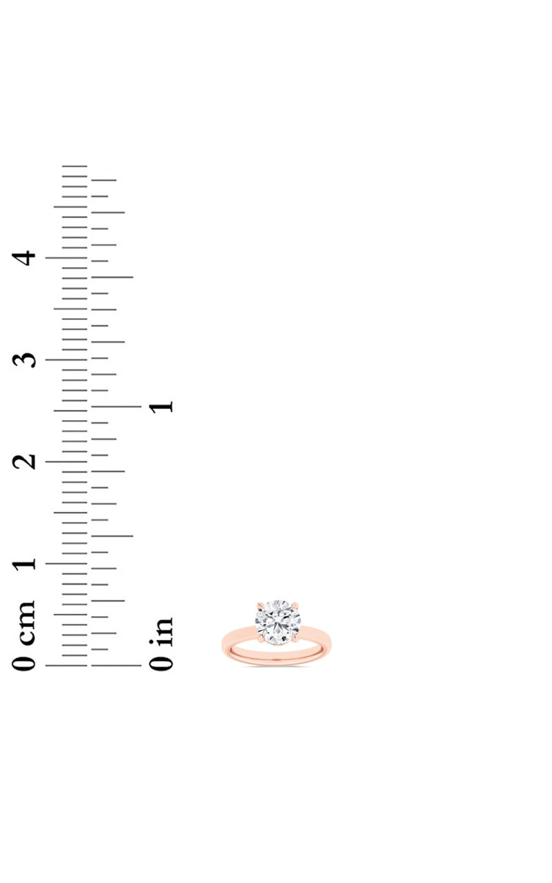 1CTW Round Shaped Lab Grown Diamond (F/VS) Hidden Halo Plain Shank Engagement Ring in 14K Gold