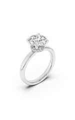 Load image into Gallery viewer, 2CTW Round Shaped Lab Grown Diamond (F/VS) Hidden Halo Plain Shank Engagement Ring in 14K Gold
