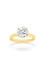 Load image into Gallery viewer, 2CTW Round Shaped Lab Grown Diamond (F/VS) Hidden Halo Plain Shank Engagement Ring in 14K Gold
