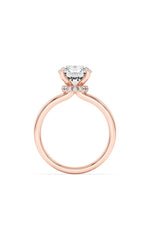 Load image into Gallery viewer, 2CTW Round Shaped Lab Grown Diamond (F/VS) Hidden Halo Plain Shank Engagement Ring in 14K Gold

