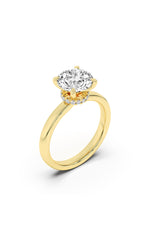 Load image into Gallery viewer, 2.5CTW Round Shaped Lab Grown Diamond (F/VS) Hidden Halo Plain Shank Engagement Ring in 14K Gold
