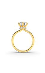 Load image into Gallery viewer, 2CTW Round Shaped Lab Grown Diamond (F/VS) Hidden Halo Plain Shank Engagement Ring in 14K Gold
