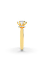 Load image into Gallery viewer, 2CTW Round Shaped Lab Grown Diamond (F/VS) Hidden Halo Plain Shank Engagement Ring in 14K Gold
