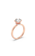 Load image into Gallery viewer, 2CTW Round Shaped Lab Grown Diamond (F/VS) Hidden Halo Plain Shank Engagement Ring in 14K Gold
