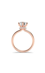 Load image into Gallery viewer, 2CTW Round Shaped Lab Grown Diamond (F/VS) Hidden Halo Plain Shank Engagement Ring in 14K Gold
