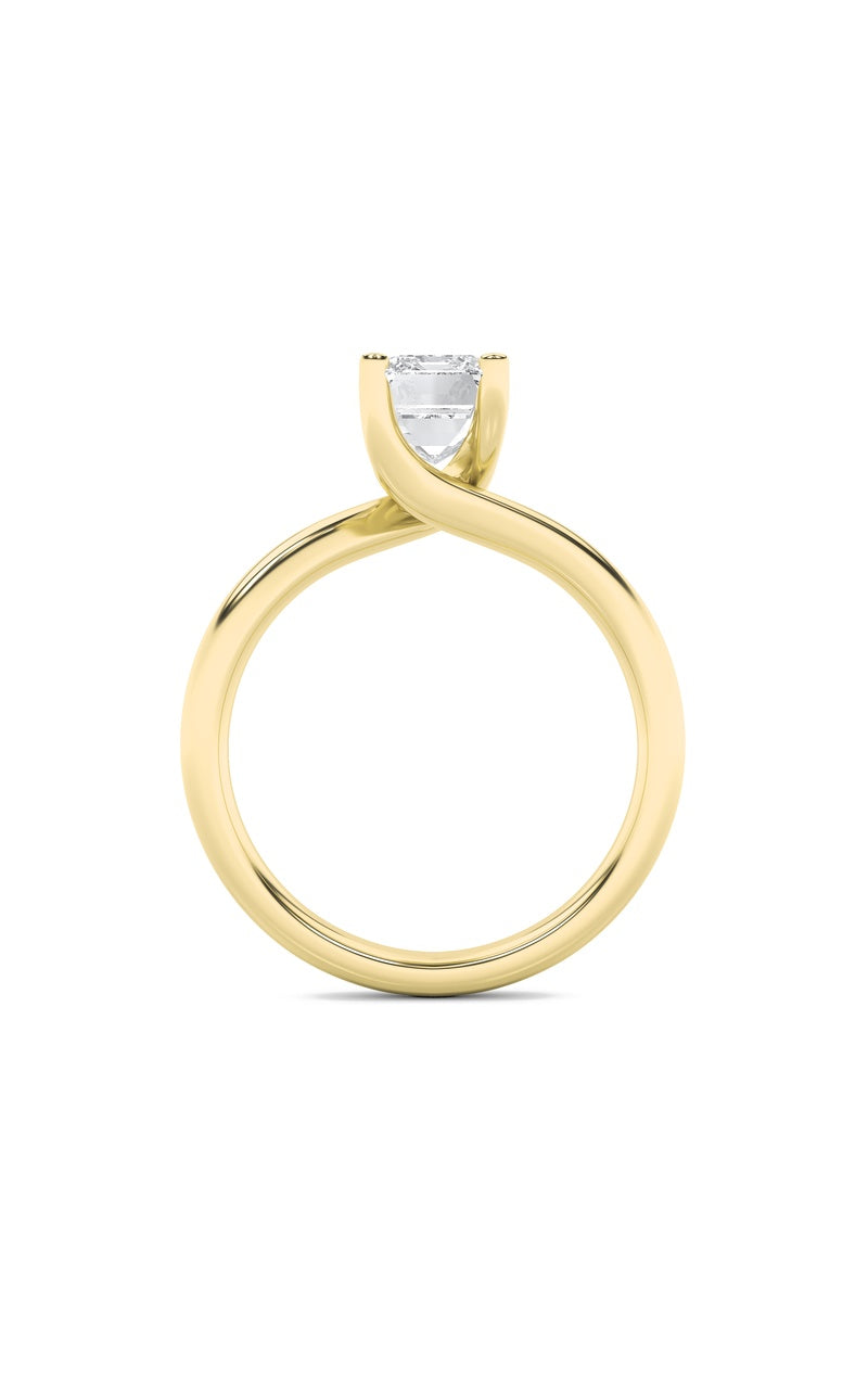1CTW Emerald Shaped Lab Grown Diamond (F/VS) Bypass Shank Engagement Ring in 14K Gold