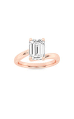 Load image into Gallery viewer, 2CTW Emerald Shaped Lab Grown Diamond (F/VS) Bypass Shank Engagement Ring in 14K Gold
