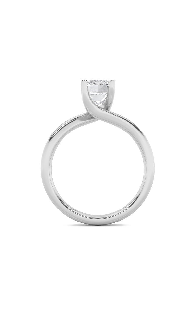 3CTW Emerald Shaped Lab Grown Diamond (F/VS) Bypass Shank Engagement Ring in 14K Gold