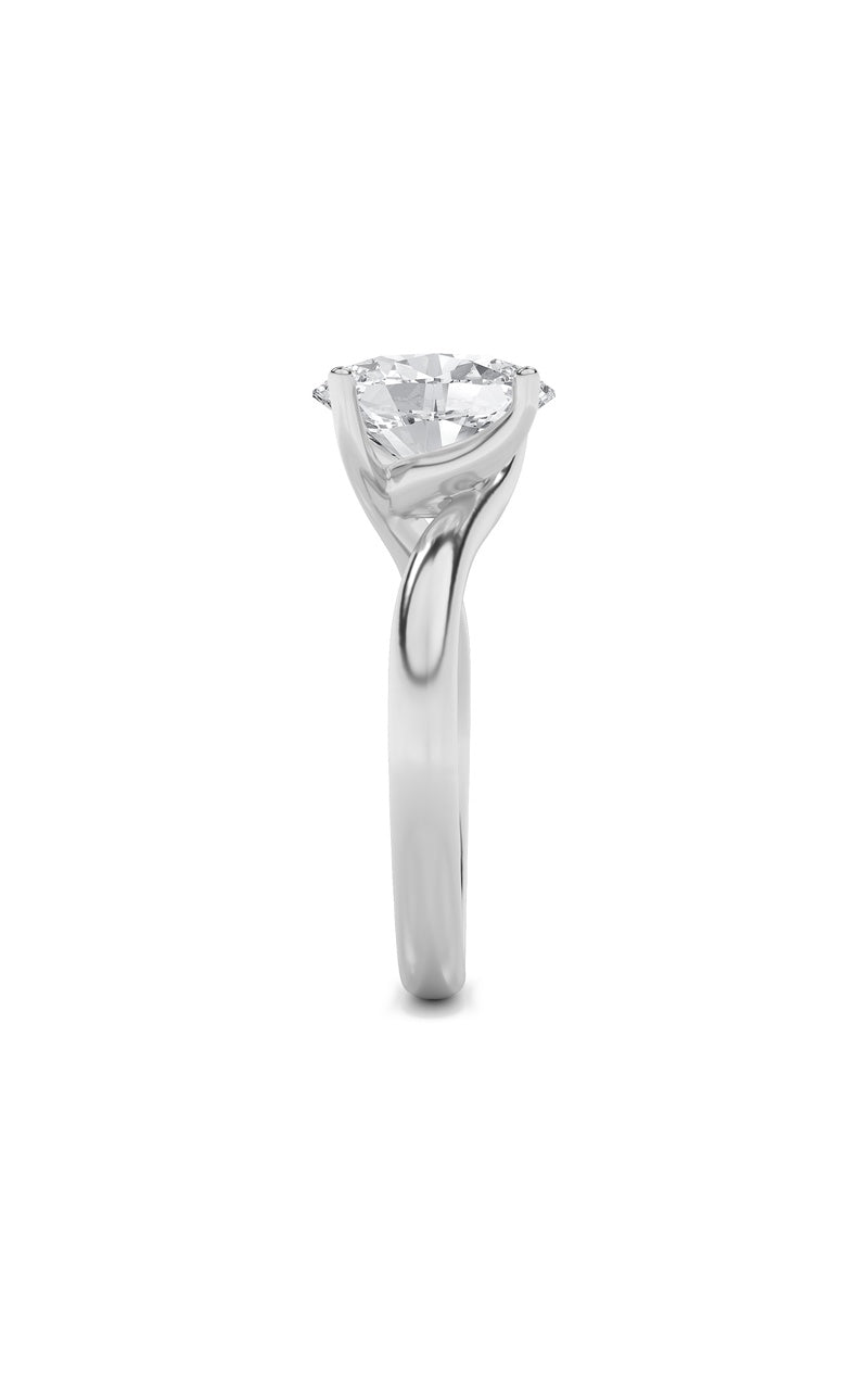 1CTW Oval Shaped Lab Grown Diamond (F/VS) Bypass Shank Engagement Ring in 14K Gold