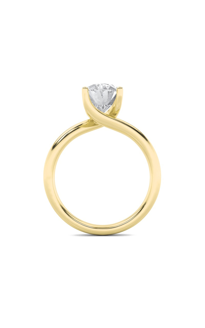 1CTW Oval Shaped Lab Grown Diamond (F/VS) Bypass Shank Engagement Ring in 14K Gold