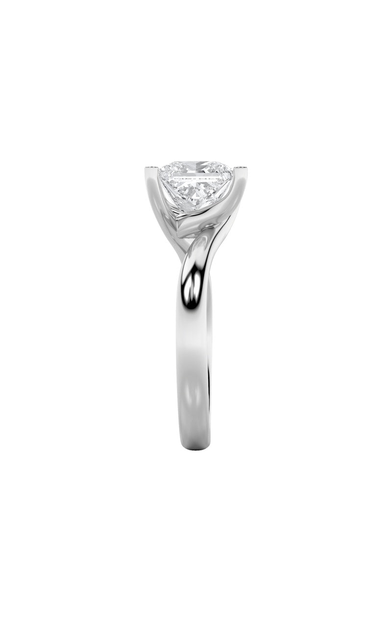 3CTW Princess Shaped Lab Grown Diamond (F/VS) Bypass Shank Engagement Ring in 14K Gold